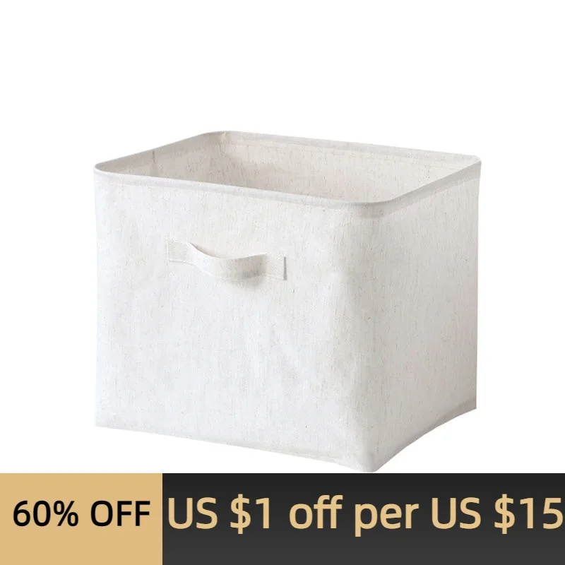 

Cotton and linen cloth art storage basket folding large storage box multifunctional debris desktop storage box clothes storage