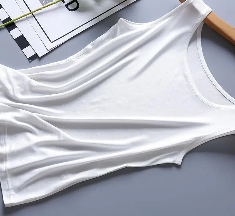 Женский 30% натуральный шелк 70% вискоза базовый тип майка жилет одежда для сна M L XL