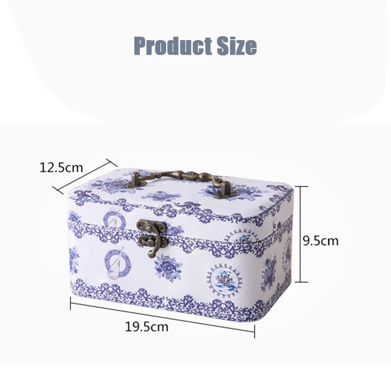 

Leather Jewelry Storage Box Travel Double Layer Large Jewelry Organizer Earrings Ring Creative Printing Necklaces Cosmetic Boxes