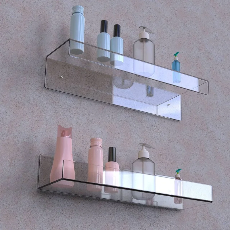 

Transparent Wall Shelf Bathroom Acrylic Wall Mount Kitchen Spice Rack Living Room Bedroom Wall Wall Storage Rack