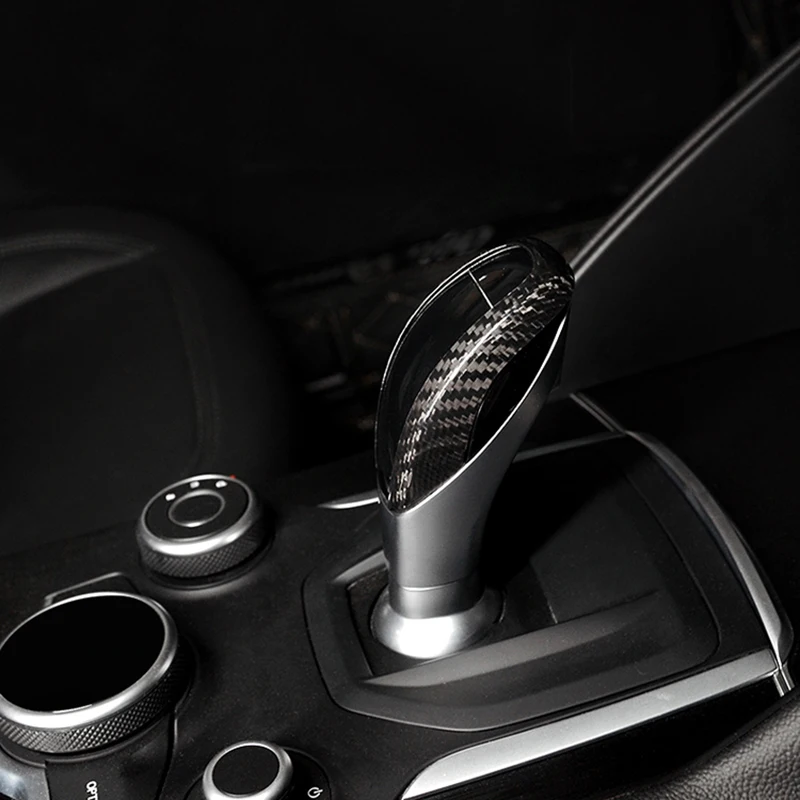 

Carbon fiber Car gear lever head decorative cover gear shift protective cover For Alfa Romeo Giulia Stelvio Interior Accessories