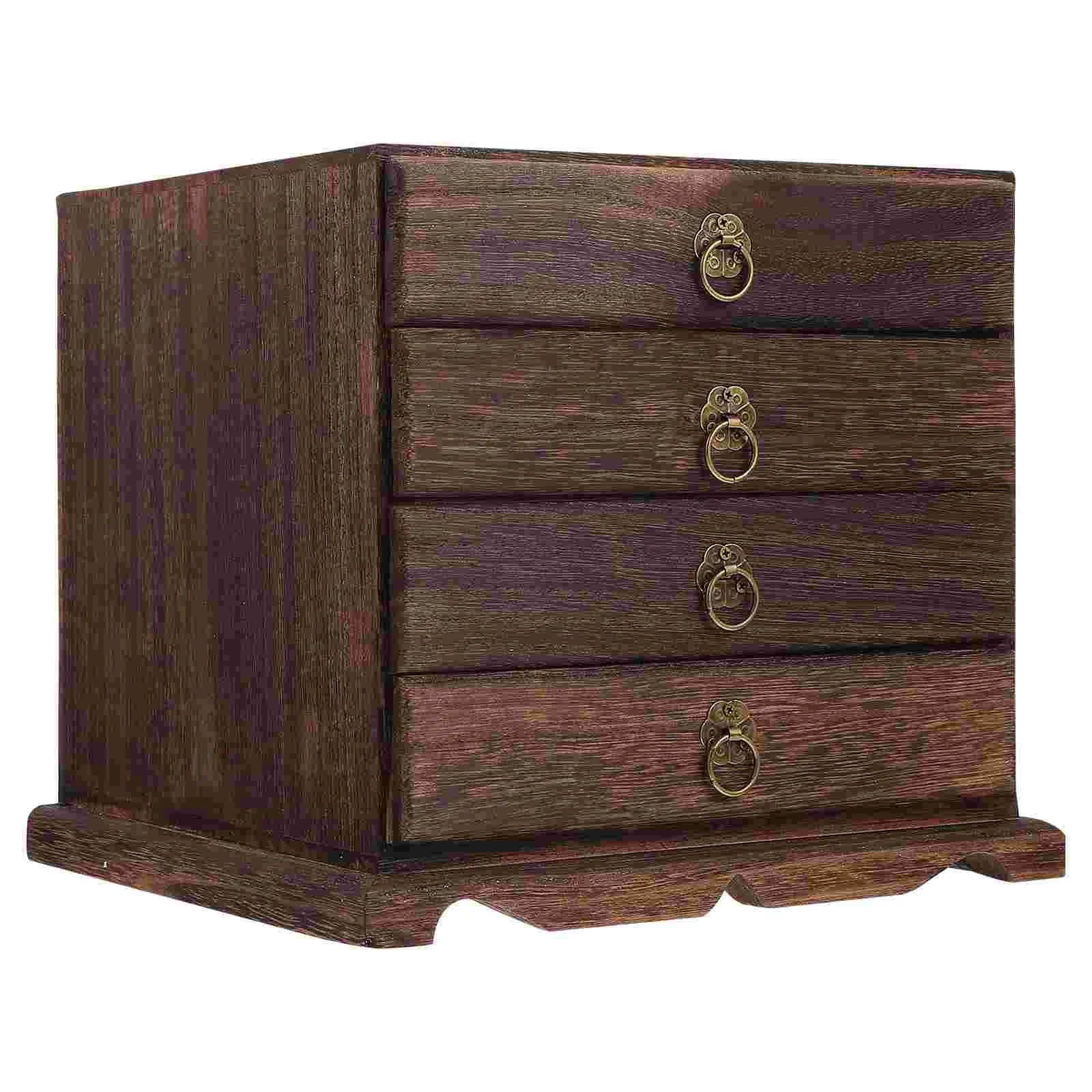 

1Pc Simple Home Tea Box Creative Sundries Container Vintage Storage Case (Wood Color)