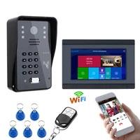7inch wired wireless wifi rfid password video door phone doorbell intercom entry system with ir cut 1000tvl wired camera night