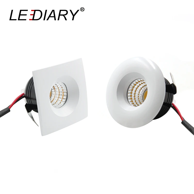 

LEDIARY LED Mini COB Downlights Aluminum 100-240V 3W 270lm Cabinet Lamp Recessed Ceiling Spot Lamp Round Square 38mm Cut Hole
