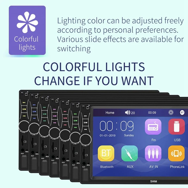 7 дюймов двойной DIN автомобильный стерео проигрыватель с Bluetooth A7 Пресс Экран DVD