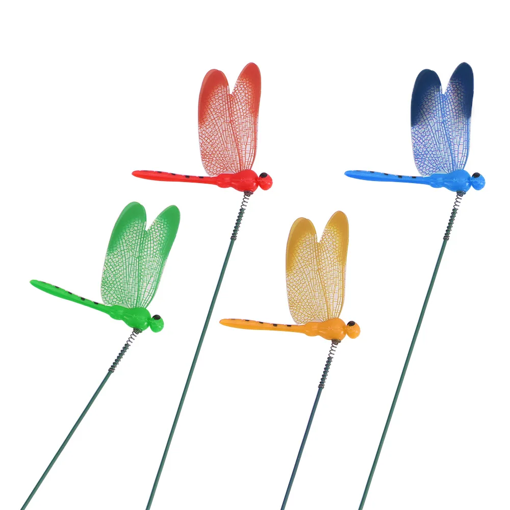 

10Pcs/lot Artificial Dragonfly Butterflies Garden Decoration Outdoor 3D Simulation Dragonfly Stakes Yard Plant Lawn Decor Stick