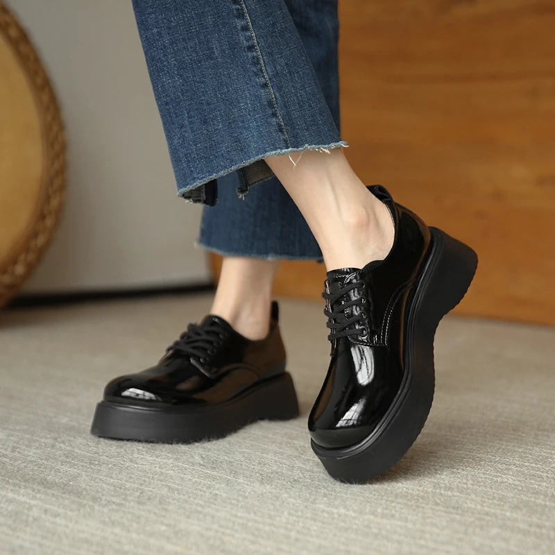 

EshtonShero Platform Shoes School Patent Leather Uniform Shoes Jk Student Shoes Girls Women Lolita shoes Girl Round Toe Pumps