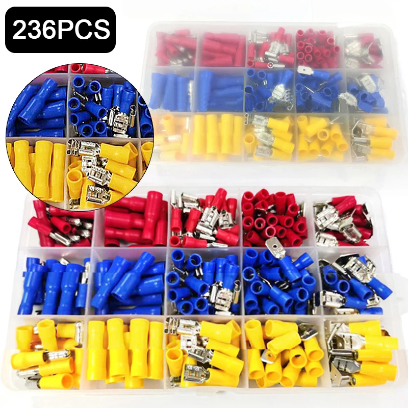 Комплект клемм проводов 236 шт./кор. изолированные клеммы для электрических в