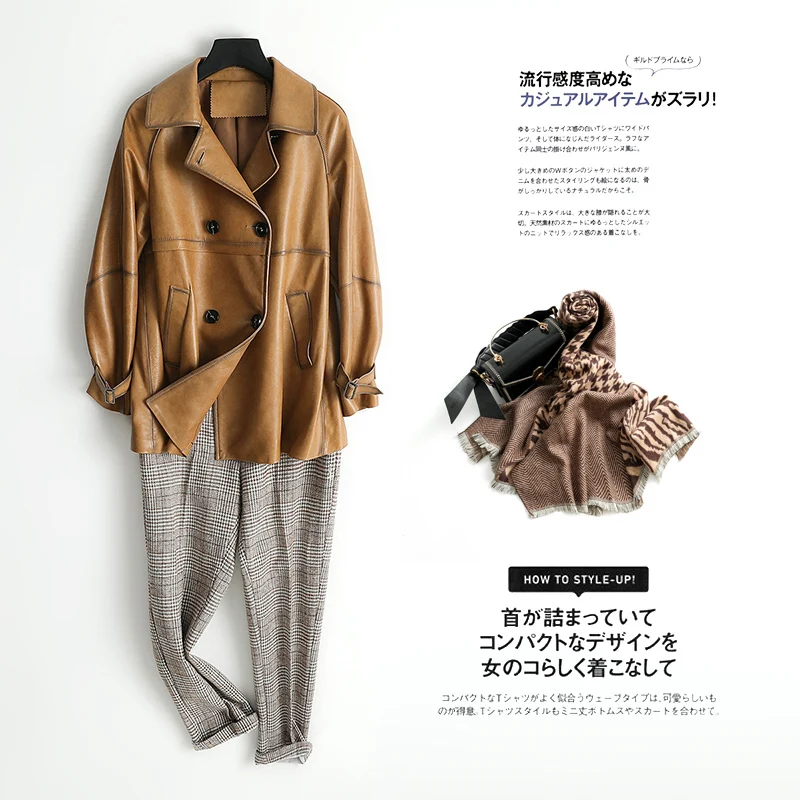 Genuine Leather Jacket Women Korean 100% Sheepkin Coat Spring Autumn Women's Jackets High Quality Leren Jas Dames KJ3407 | Женская