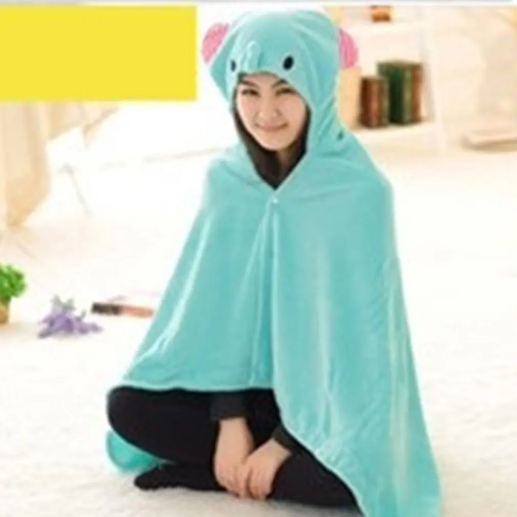 Коралловая флисовая воздушная шаль с капюшоном ленивая накидка для женщин и