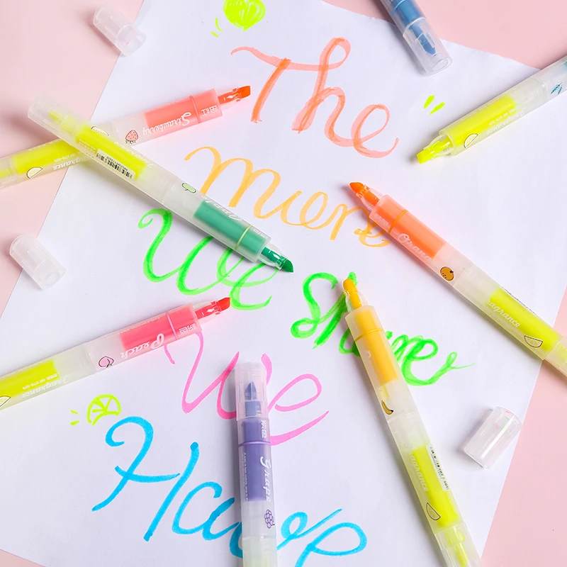 Набор цветных маркеров с фруктовым запахом 8 шт. двусторонние маркеры окошком для