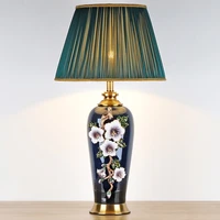 hotel living room bedroom study bedside lamp european style light luxury enamel ceramic table lamp american