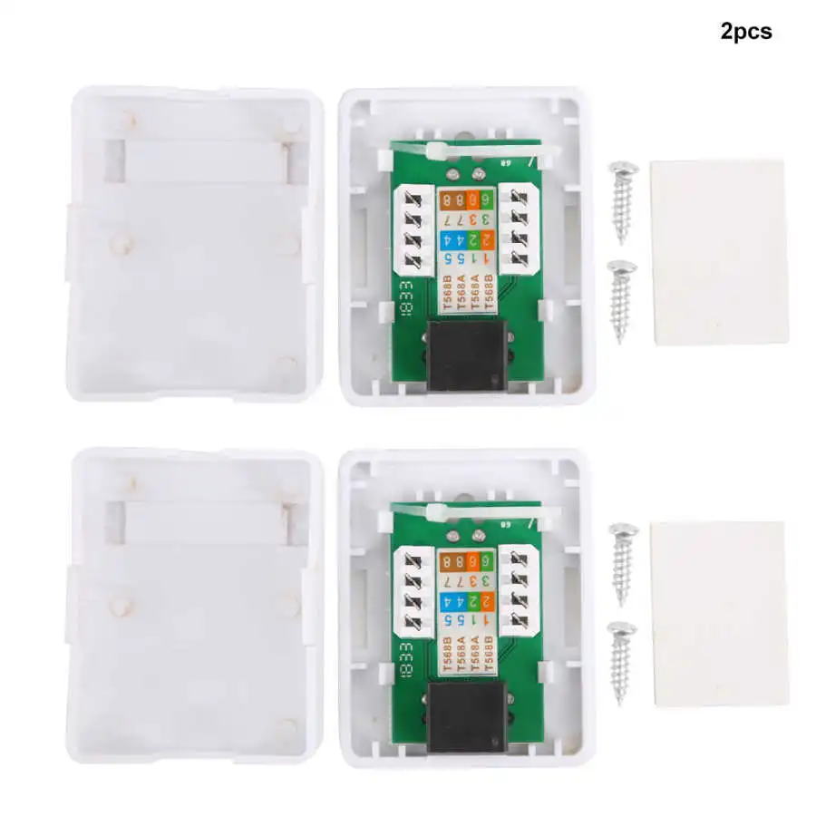 2Pcs Cat6 RJ45 8P8C Surface Mount Box Single Port Desktop Information Network Junction Connector Wall Coupler Jack Adapter - купить по