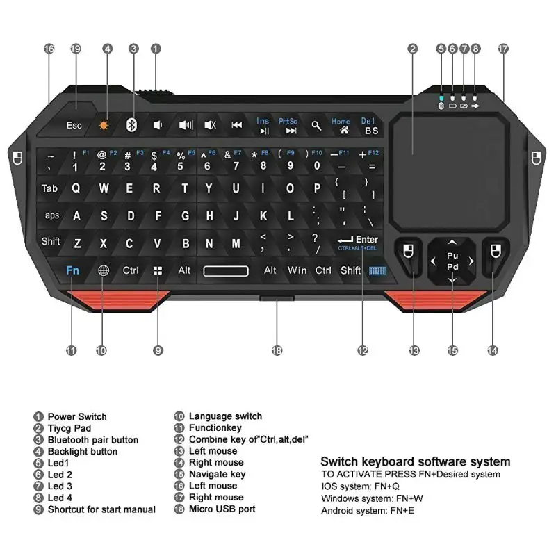Мини мобильный телефон Беспроводная Bluetooth клавиатура Поддержка Windows/Android 3 0/IOS