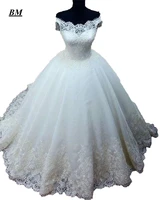 bm 2020 elegant lace wedding dresses long sweetheart applique lace lace up sequins bridal gowns bm210