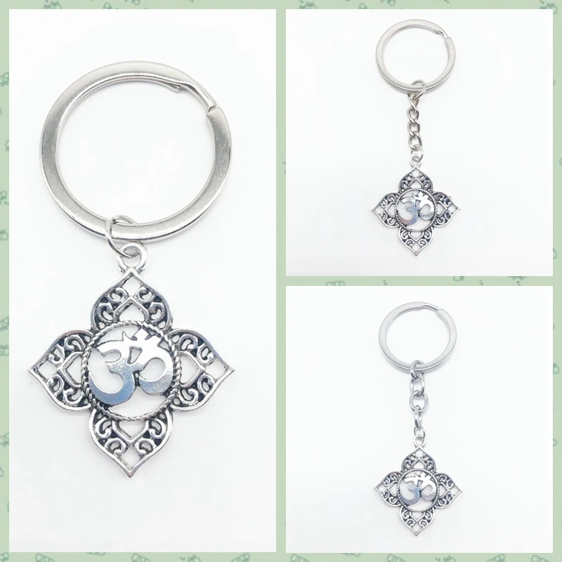 

Personality Classic Mandala Lotus Sanskrit key chain men and women quality key ring jewelry pendant