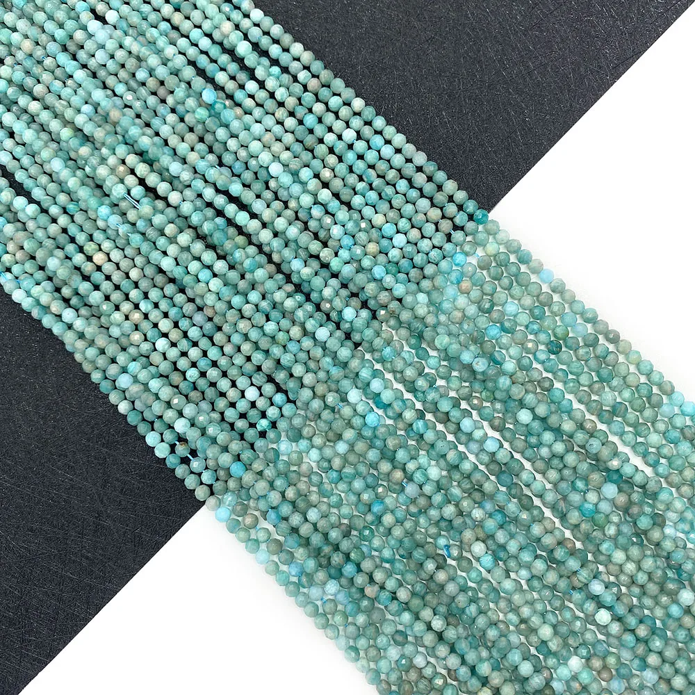

Natural Stone Blue Faceted Beads Round Loose Beads 2/3/4 mm Exquisite Fashion Ladies Bracelet Necklace Jewelry Accessories