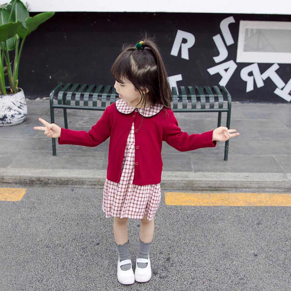 Одежда для малышей платье в клетку и кардиган комплект из 2 предметов одежда