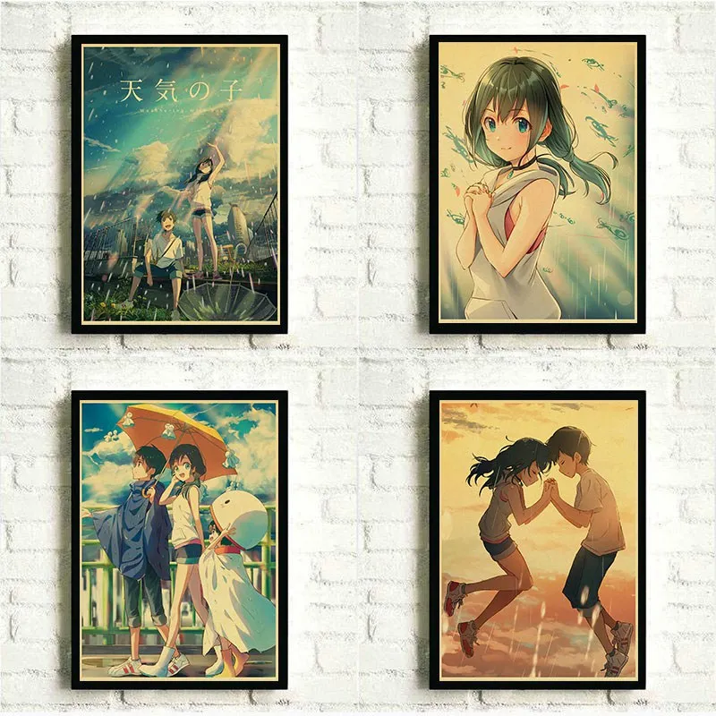 Makoto Shinkai фильм выветривание с вами Ретро постеры японский унисекс Декор крафт