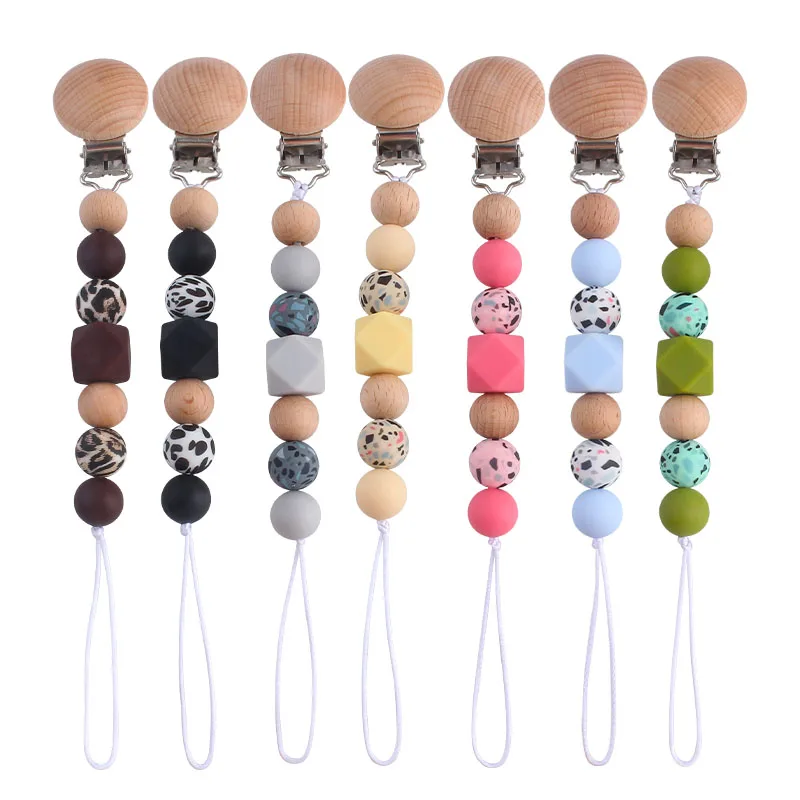

Leopard Newborn Baby Pacifier Clips Holder Nipple Dummy Chain Eco-friendly Pacifier Holder