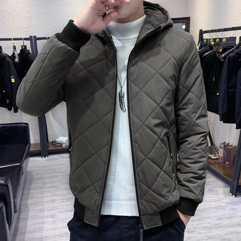 2019 Autumn Winter Mens Short Cotton-padded Coat Long Sleeve Warm Wool Liner Parka Outwear Thick Casual For Male U30