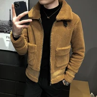 brand clothing men autumn and winter the new lamb jacket leather the thickening warm slim fit jacket coat plus size s 3xl
