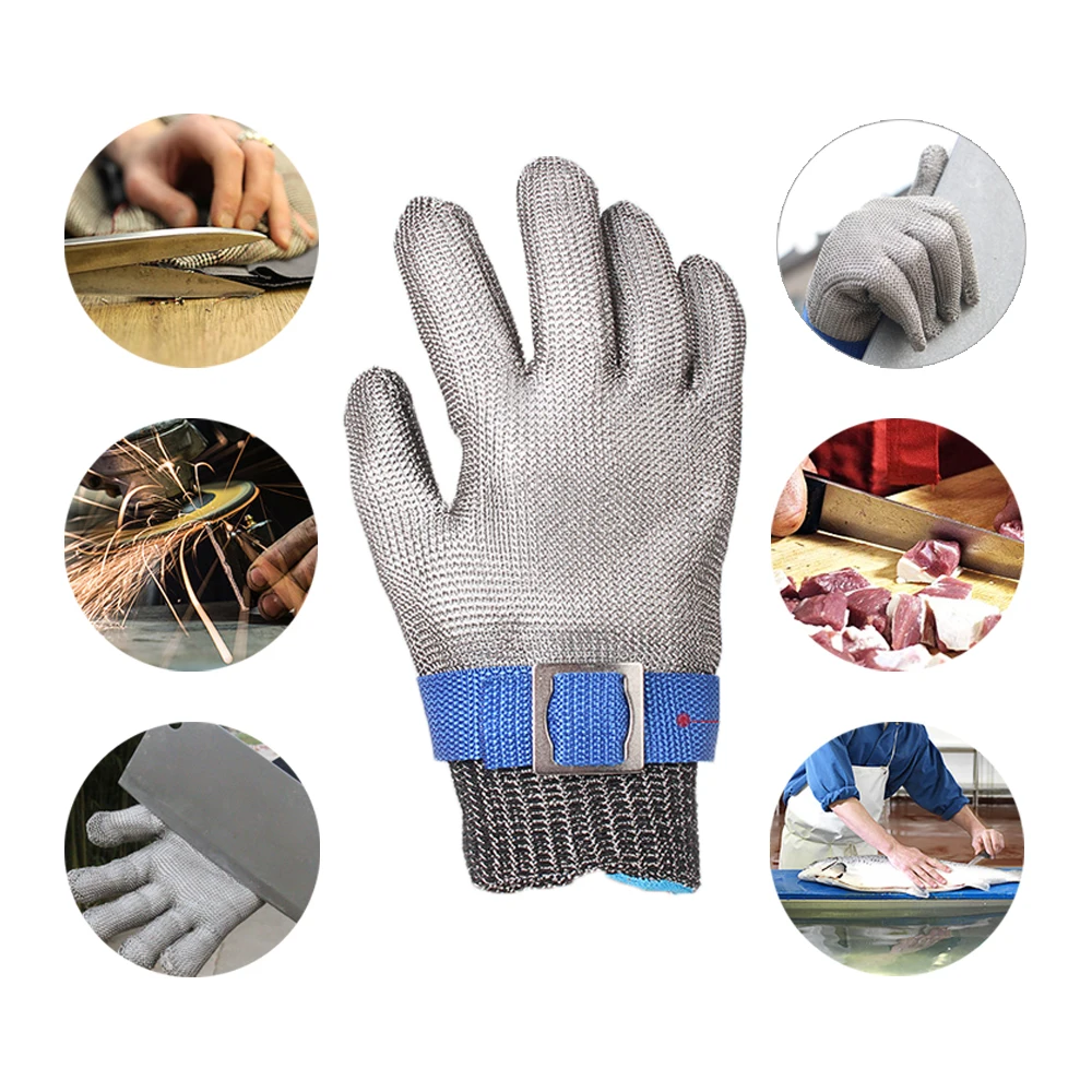 Защитные перчатки 5 уровня серебристо-серые устойчивые к порезам металлическая
