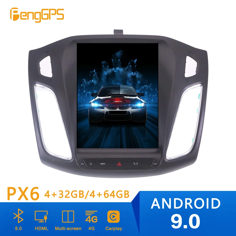 Автомагнитола в стиле Tesla Android 9 0 вертикальный экран для Ford Focus 2012-2018 GPS-навигатор