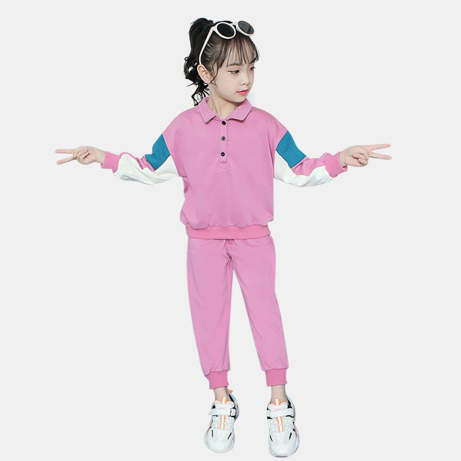 Детская одежда хлопковый свитер и брюки костюм для девочек комплект одежды в