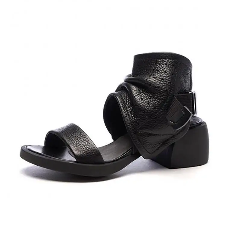 

Johnature Women Shoes Platform Sandals Genuine Leather 2021 New Retro Summer Buckle Strap Sewing Handmade Concise Ladies Sandals