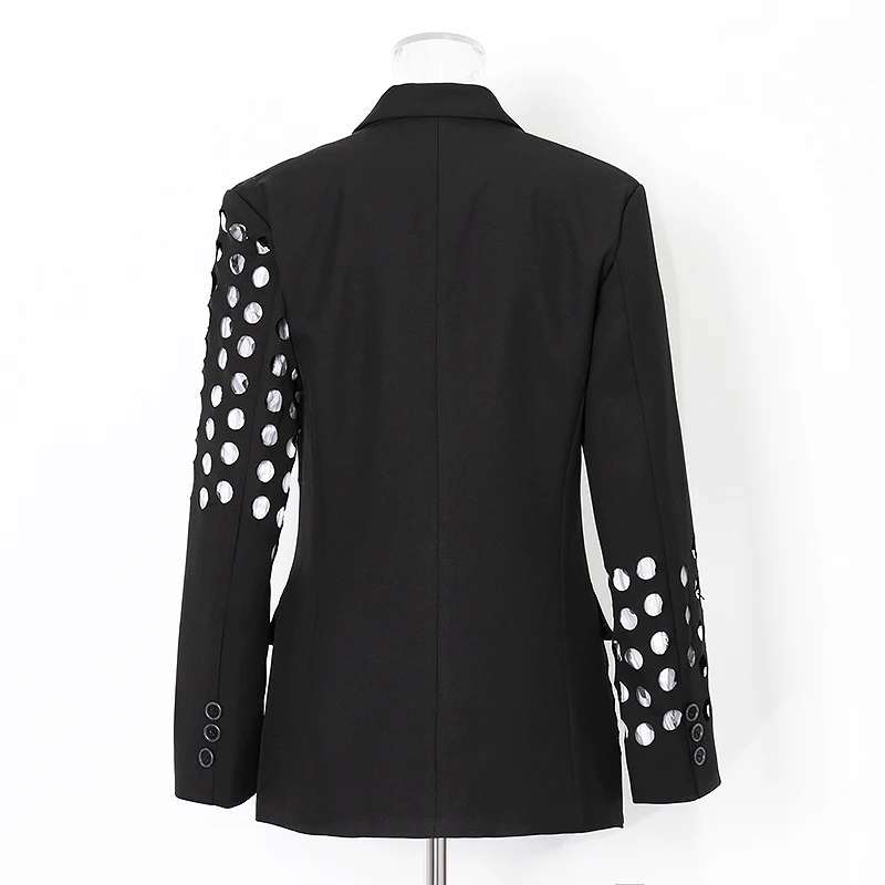 

SISPELL Hollow Out For Female Blazer Coat Long Sleeve High Waist Slimming Double Breasted Women's Coats Streetwewar Fashion New