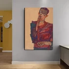 Egon Schiele селфи-портрет щеки Картина на холсте принты для гостиной домашнее украшение Современные строительные плакаты картина