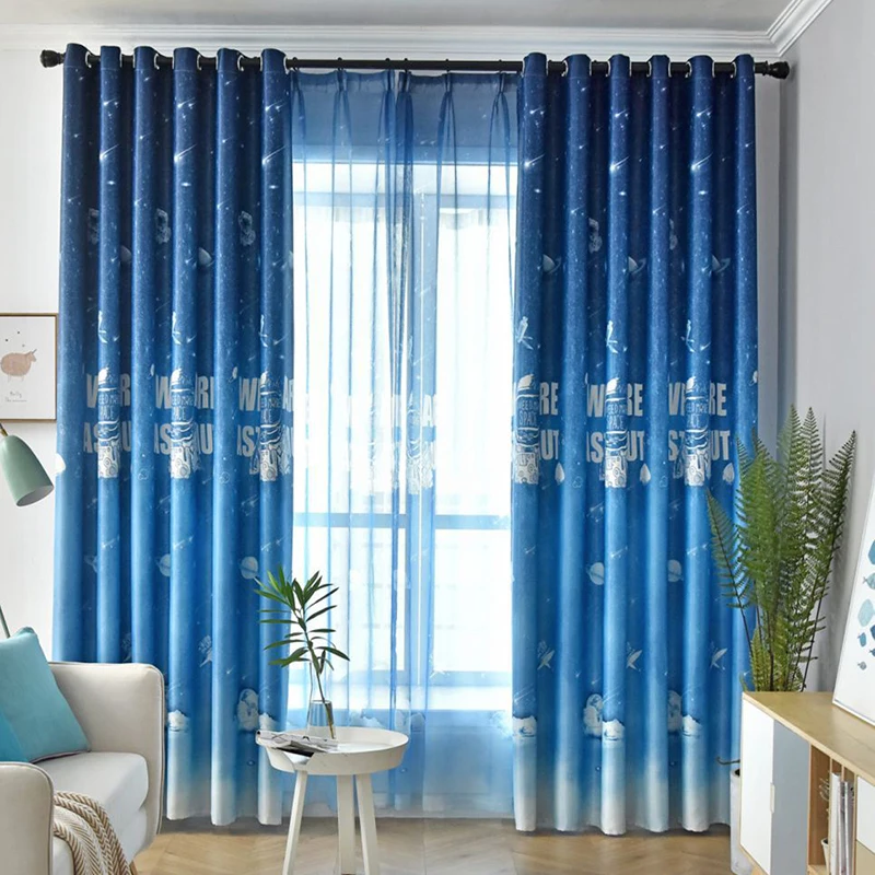 Мультяшные занавески для мальчиков Детские спальни космонавта Вселенной