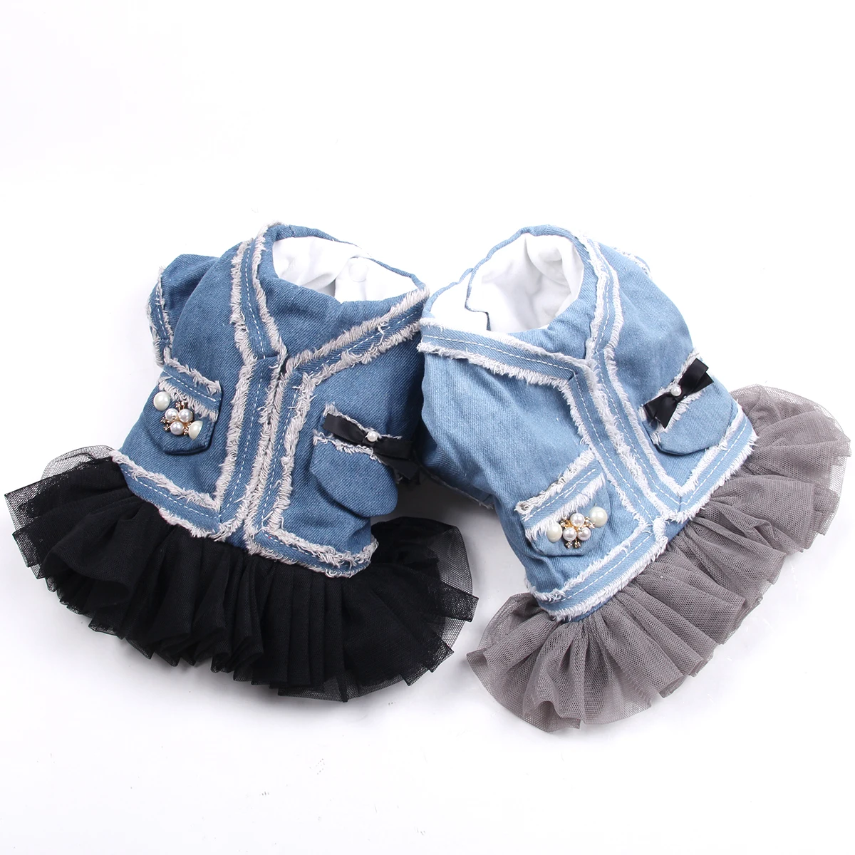 

Girl Dog Cat Jeans Warm Dress Coat Pet Puppy Winter Coat Jacket Outfit 2 Colours