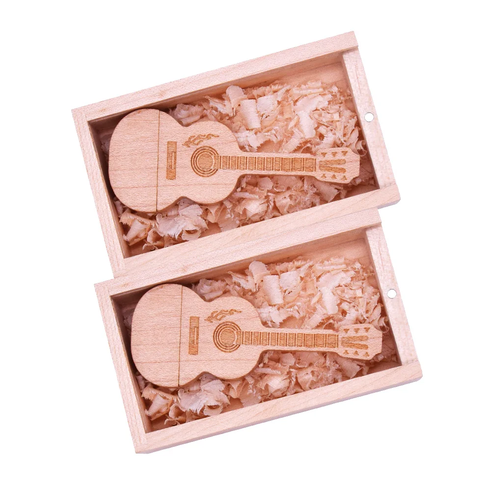 Usb флеш-накопитель на заказ с логотипом деревянная гитара + коробка USB 4 ГБ 8 16 32 64 2 0