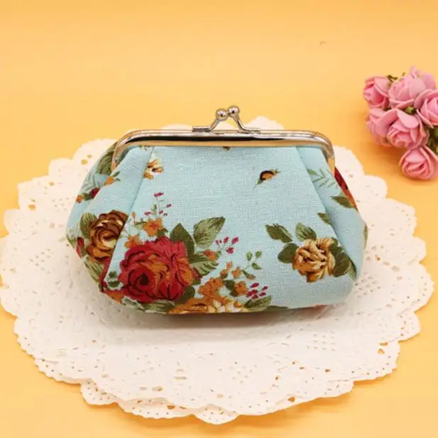 

Vintage Flower Card Holder Credit ID Wallet Pocket Women Female Coin Purse Ladies change purse Female mini money Bag
