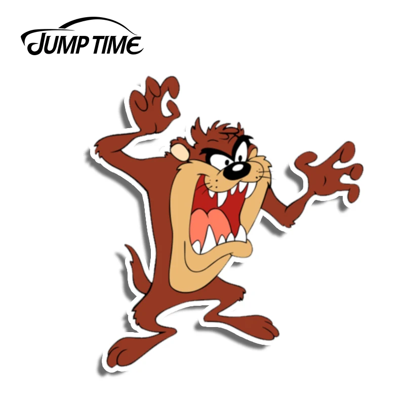 Прыгать время 13 см х 12 для Тасманский дьявол наклейки автомобиля забавные