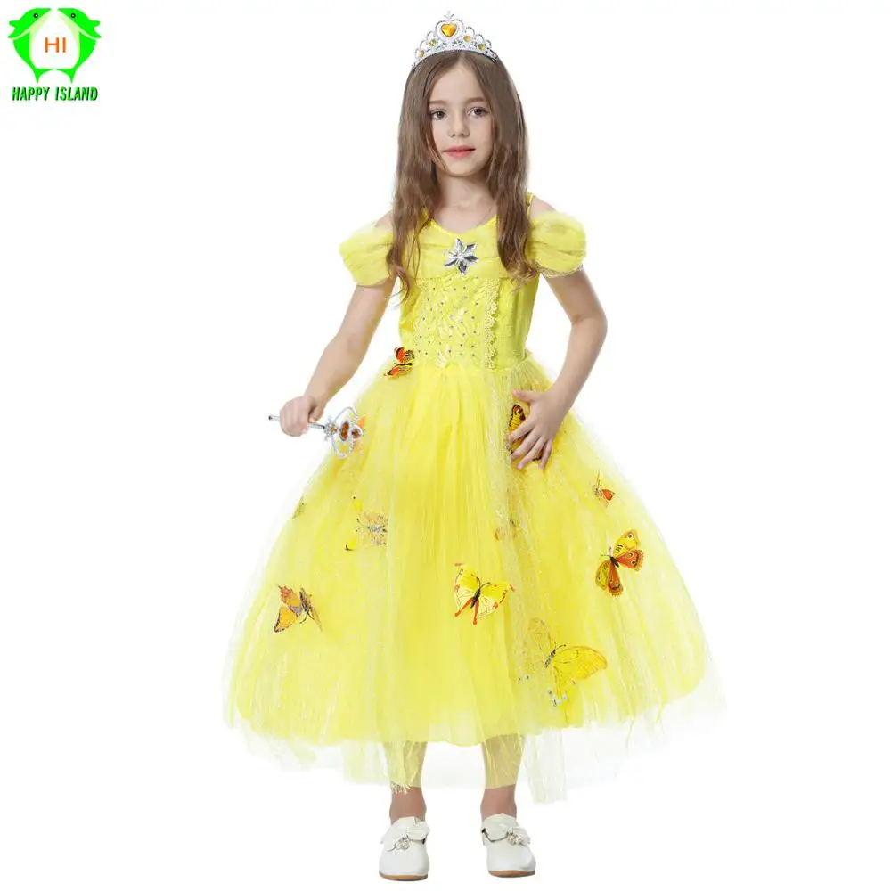 Хэллоуин Принцесса косплей платье Эльзы бабочки Детские костюмы Золушки для