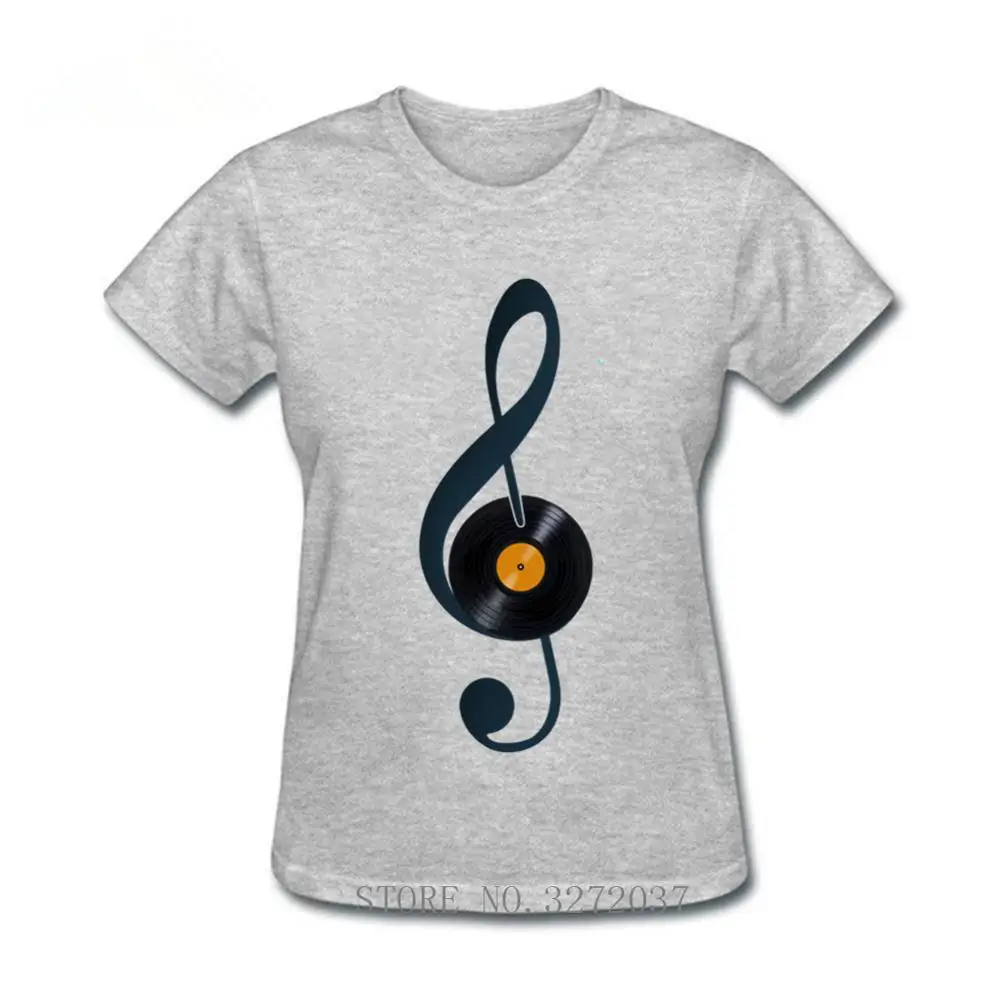 Забавная женская футболка с скрипичным ключом музыка винил уютная 2019 Летняя