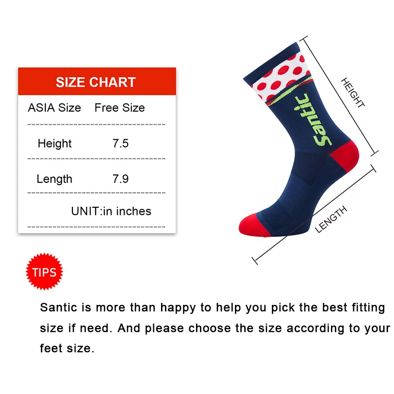 

Santic Cycling Socks Breathable Quick-Dry Men & Women Sport Socks Unisex Moisture Wicking Running Fitness MTB Road Bike Socks