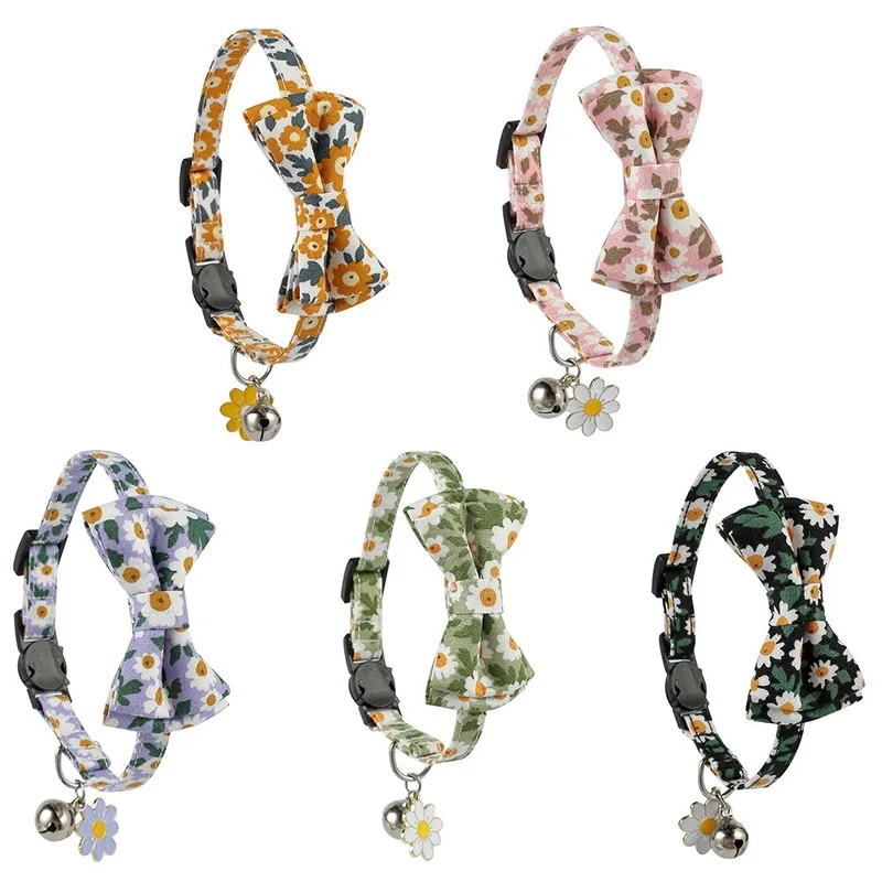 

Summer small fresh and lovely wind floral cat collar bow cats pet collar cute cat collar kitten collar cat accessories pets cats