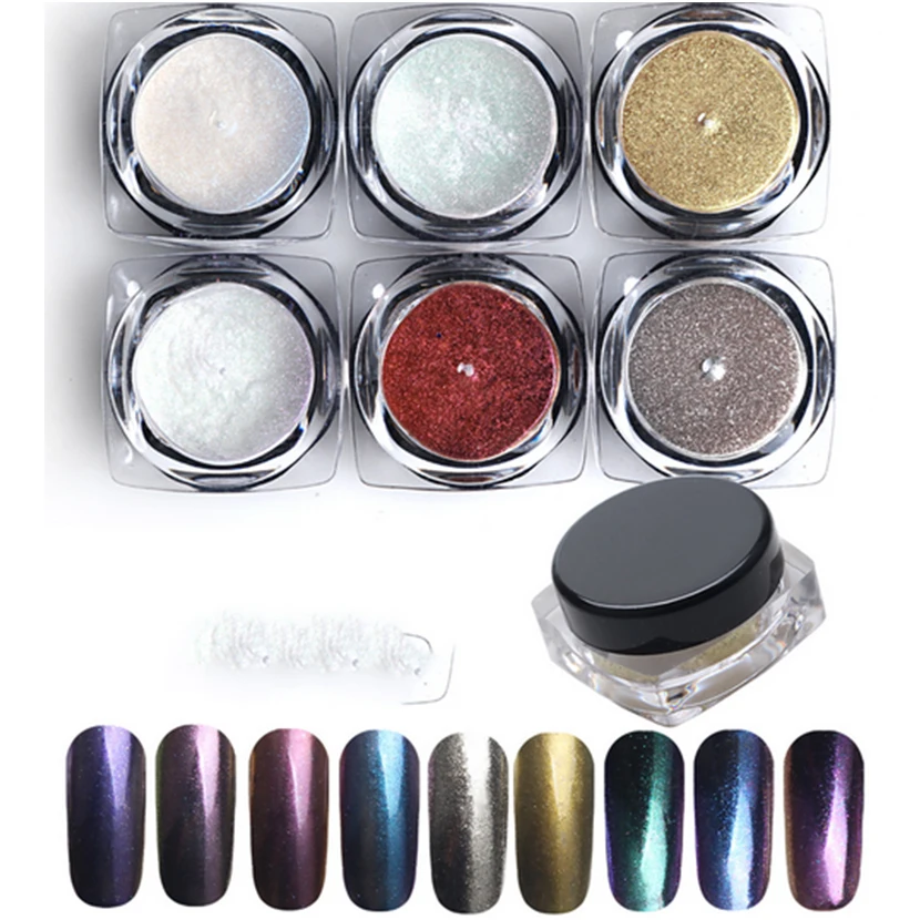 6 Bottles/set Magic Mirror Powder With Brush Ultrafine Aluminium Chrome Pigment Nail Glitters Sequins DIY Decoration Tools | Красота и