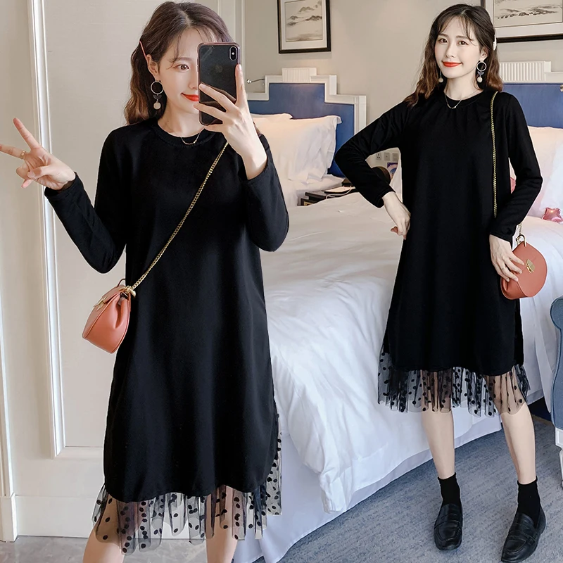 2019 Новое поступление весенне-осеннее платье для беременных женские кружевные