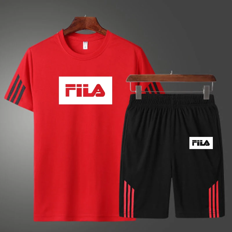 

2021 Men's Casual Sportsuit, Summer Sweatshirt, Printed Short Sleeve T-Shirt, 2 Speed-Up Shorts