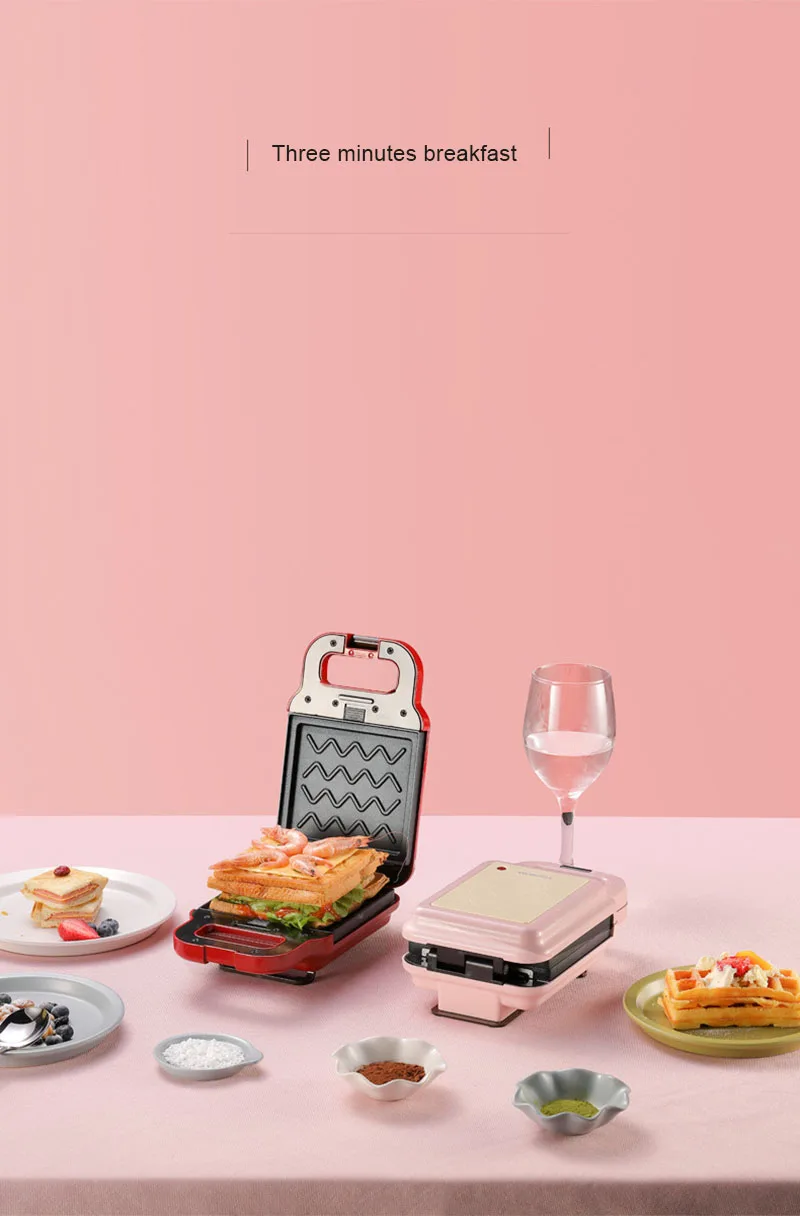 220V электрическая машина для производства сэндвич может изменить вафельный противень дома Многофункциональный антипригарное покрытие машина для завтрака сосисочница