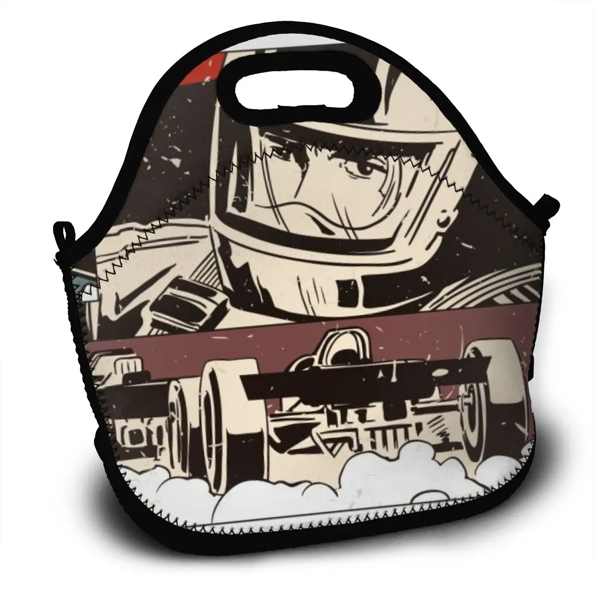 

Портативный изолированный термо бенто ланч бокс ретро поп-арт гоночный автомобиль постер для пикника Сумка для хранения сумки для ланча
