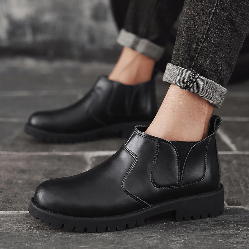 Новые мужские ботинки из натуральной кожи Брендовые Лоферы Челси Слипоны на