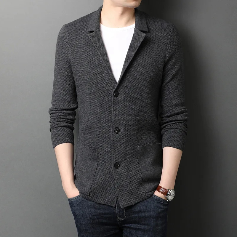 

2021 Autumn New Men's Wool Knit Jacket Business Casual Single-breasted Sweater Cardigan Jacket Male Brand Clothes