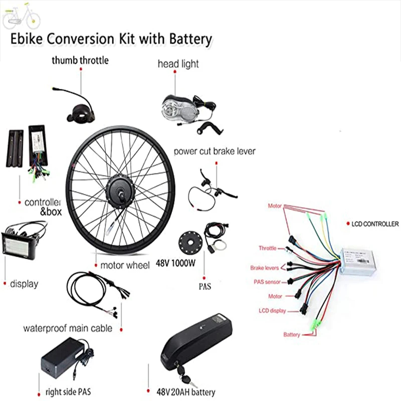 Online Elektrische Fahrrad Bike Conversion Kit 1000W Abnehmbare 26