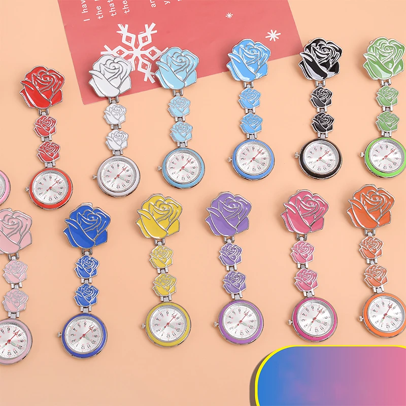 High Quality Flower Nurse Watch Chest Pocket Clock Medical Rose Shape Doctor Watch Brooch Nurse Fob Watch Hospital Gift